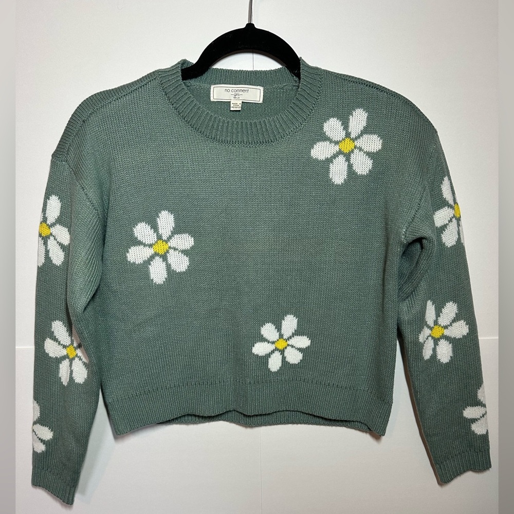 Floral Knit Sweater - Green